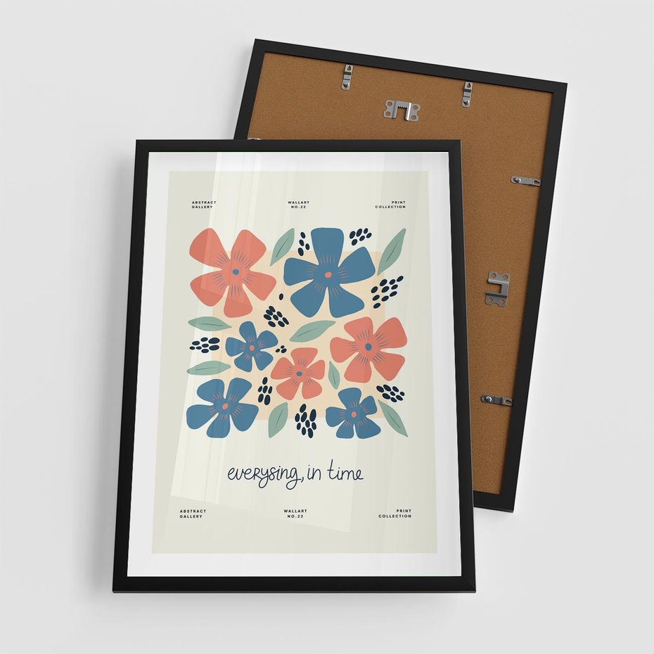 Plakat w ramie 50x70 - Kształtując Marzenia - kwiaty, nowoczesna abstrakcja - rama czarna