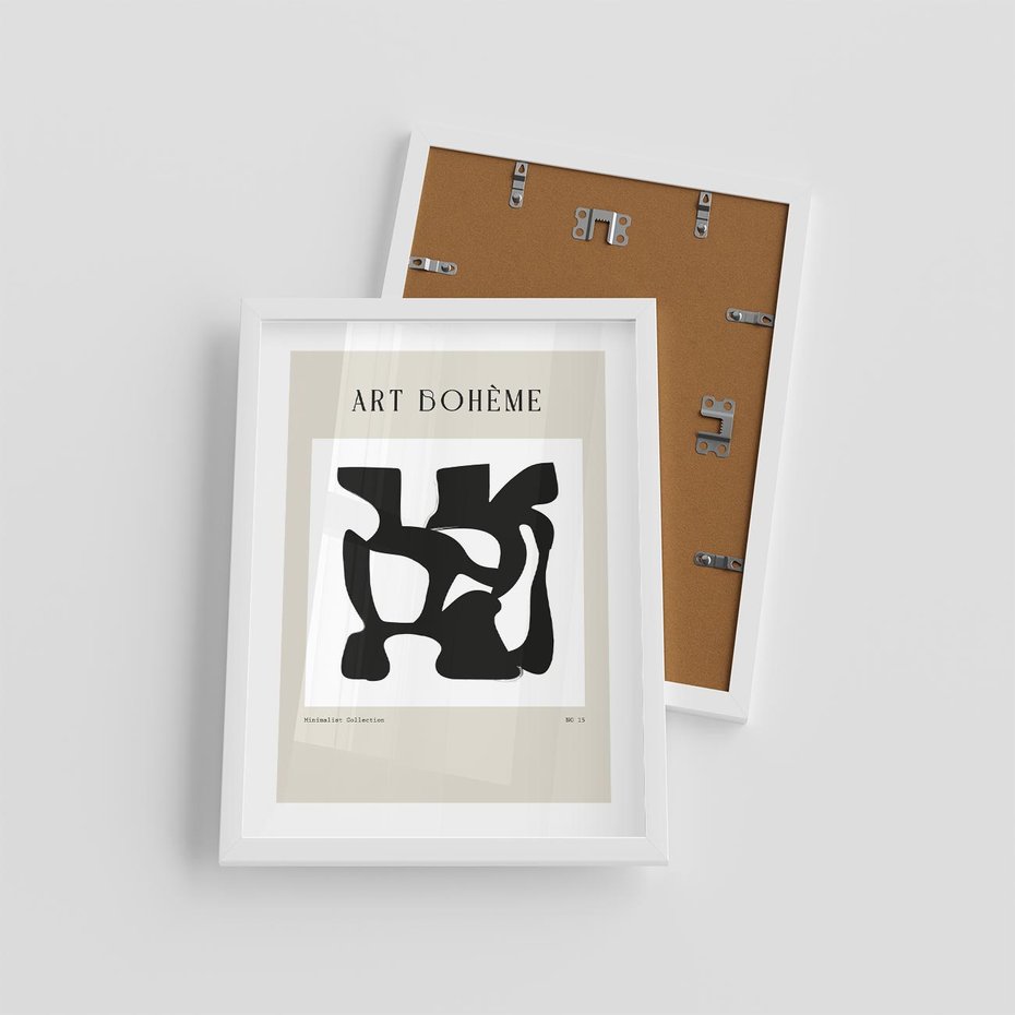 Plakat w ramie 30x40 - Boho Szepty - boho plakat, minimalizm - rama biała