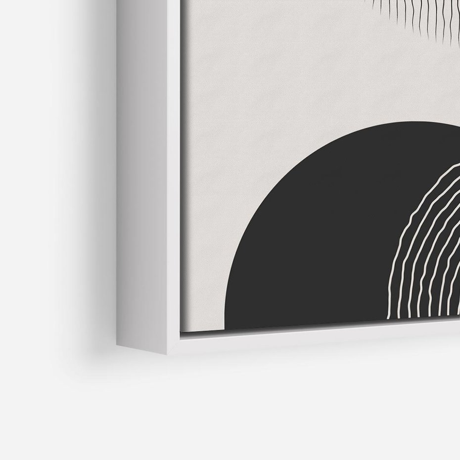 Obraz w ramie 80x80 - Przenikająca Rzeczywistość - abstrakcyjna kompozycja, okręgi i półokręgi - rama biała