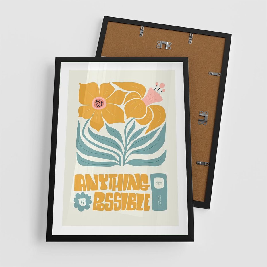 Plakat w ramie 50x70 - Kolorowa Harmonia - sztuka nowoczesna, pastelowe kwiaty - rama czarna