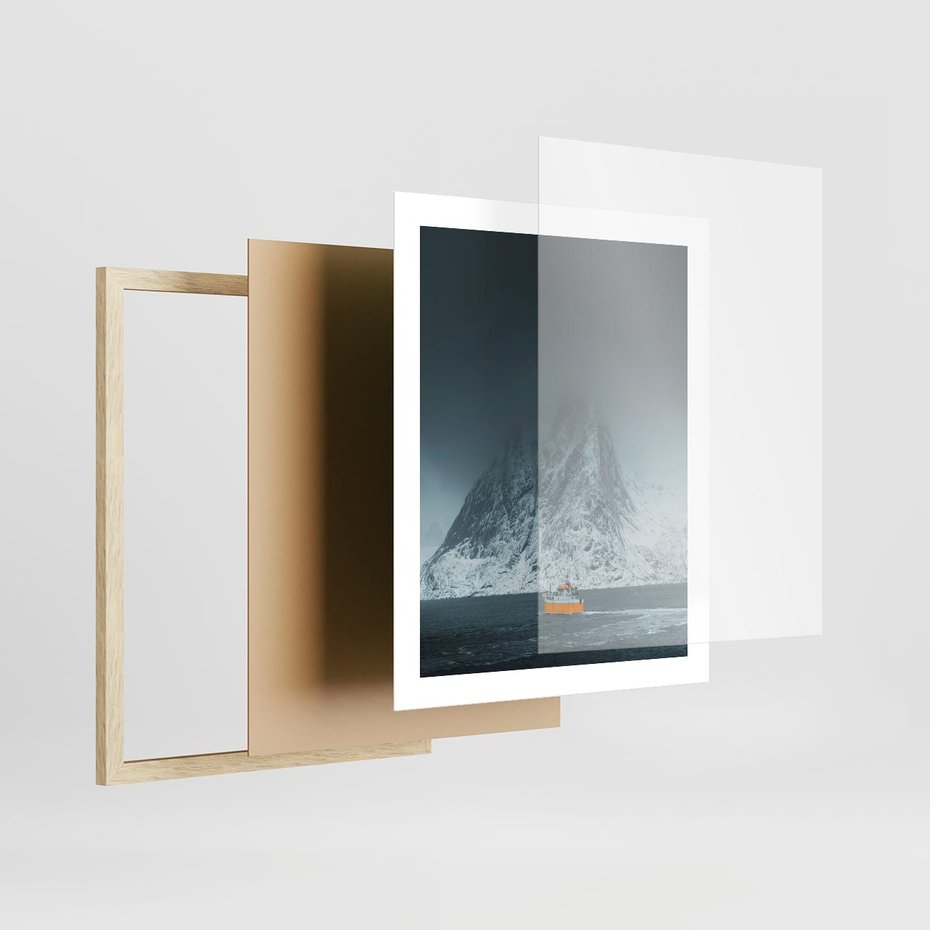 Plakat w ramie 40x50 - Skandynawski pejzaż - skadynawski, pejzaż - rama drewno