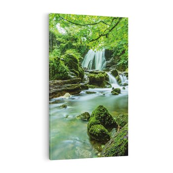 Obraz na płótnie 50x70 - Las przy rzece: potężny wodospad - las, rzeka