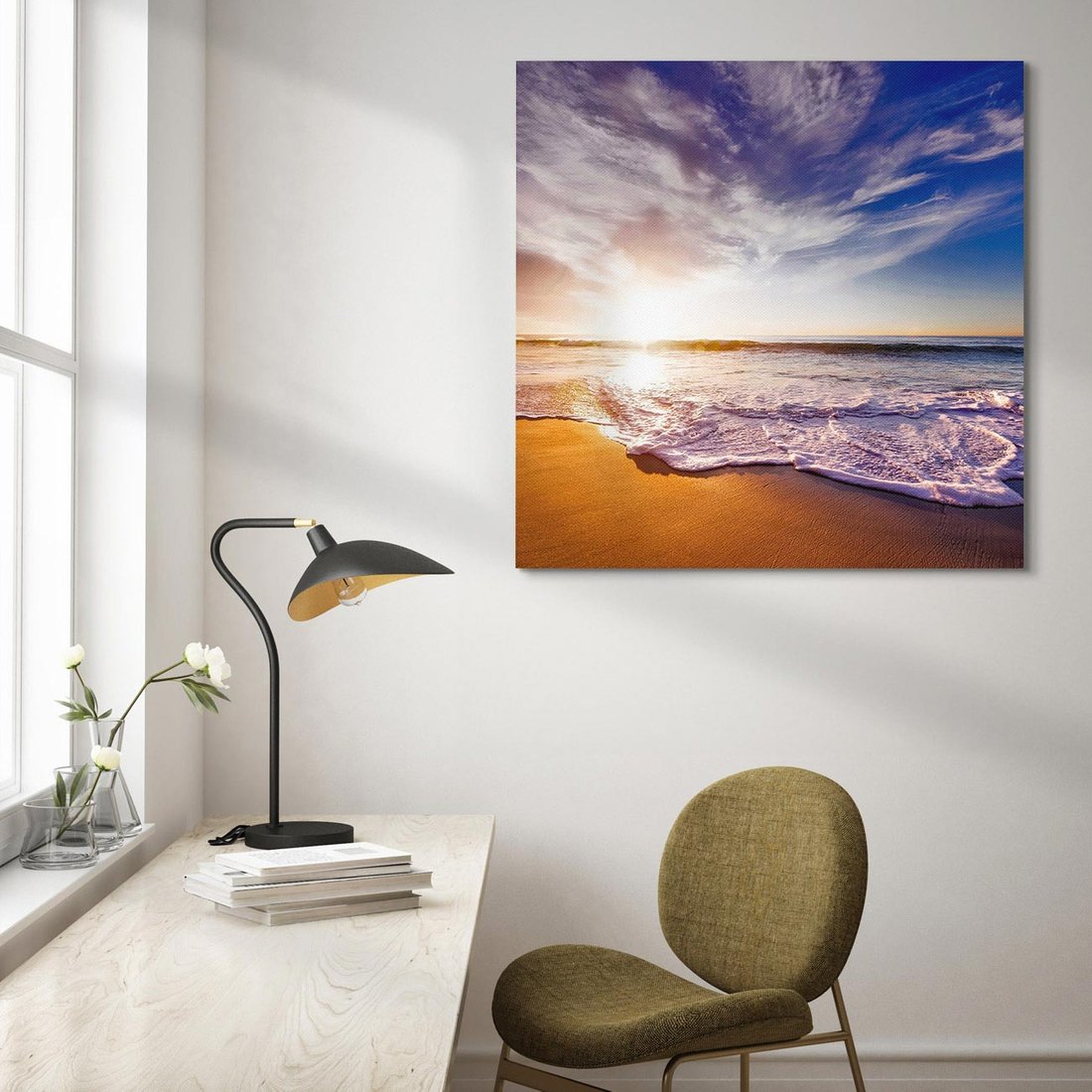 Obraz na płótnie 60x60 - Fale nad morzem - morze, plaża