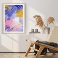 Plakat w ramie 30x40 - Rozbijające Plamy - abstrakcyjny plakat, pastelowe kolory - rama drewno