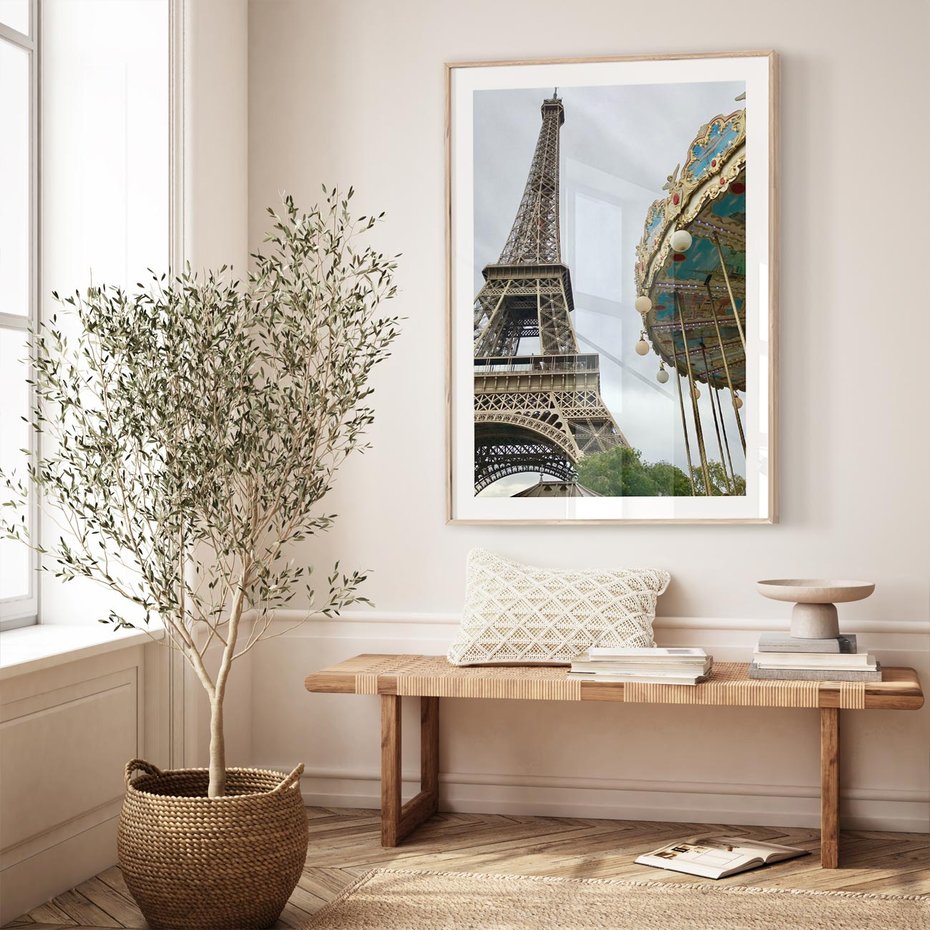 Plakat w ramie 30x40 - Delikatność kolorów - wieża, Eiffla - rama drewno
