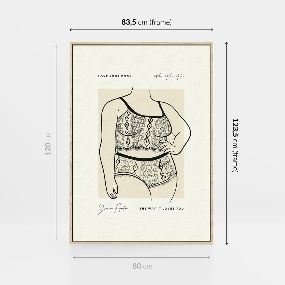 Obraz w ramie 80x120 - Spojrzenia Wewnętrznych Widoków - nowoczesna sztuka kobieca, plakat - rama drewno