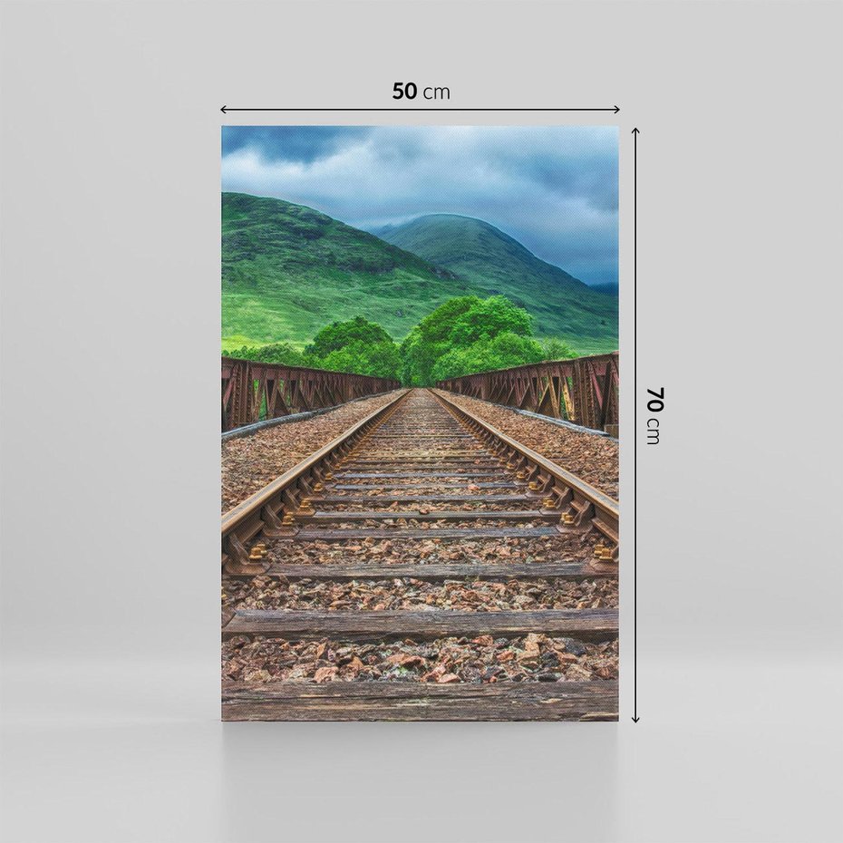 Obraz na płótnie 50x70 - Most Kolejowy - Tropy Podróży w Nocnej Ciszy - most, kolej