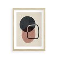 Plakat w ramie 30x40 - Abstrakcyjna Harmonia - abstrakcyjne nieregularne kształty, minimalistyczny plakat - rama drewno