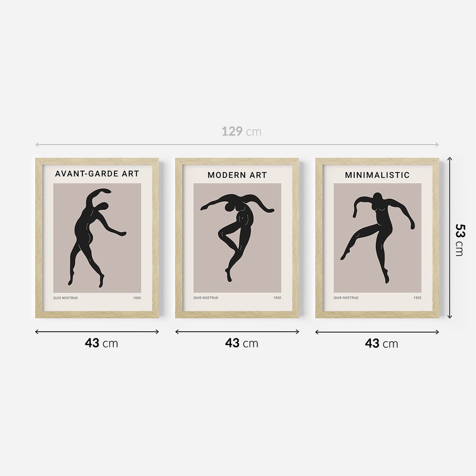 Zestaw obrazy w ramie 40x50 galeria - Nowoczesny, sztuka, art, postacie - rama drewno