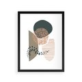 Plakat w ramie 30x40 - Harmonia Akwarelowych Przestrzeni - abstrakcyjna kompozycja z kropek kresek i kółek, odcienie brązu i beżu - rama czarna