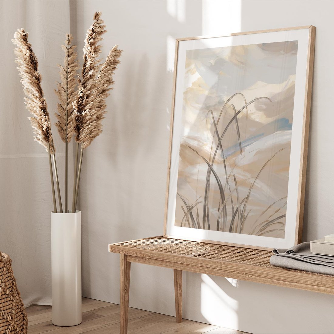 Plakat w ramie 30x40 - Nowoczesne Odbicia - akwarela, obraz - rama drewno