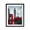Plakat w ramie 40x50 - Uliczka z charakterystyczną budką w Londynie - Londyn, budka - rama czarna