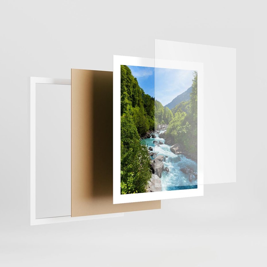 Plakat w ramie 40x50 - Górski strumyk - strumyk, góry - rama biała