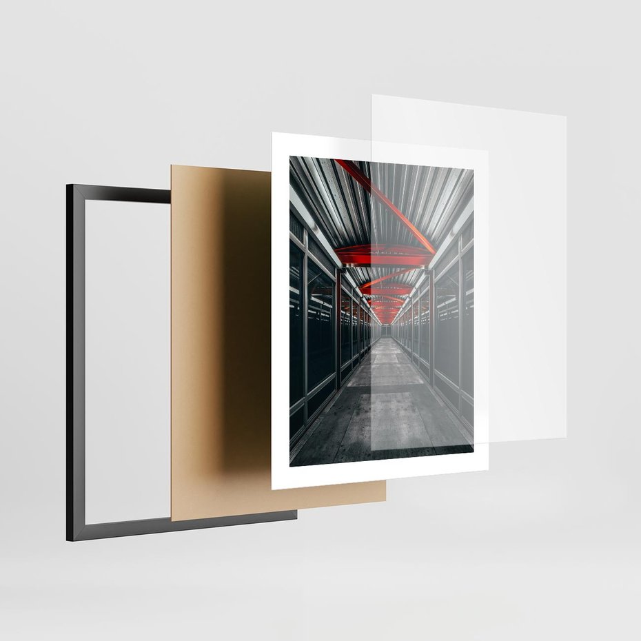 Plakat w ramie 40x50 - Nieskończoność Przestrzeni - korytarz, perspektywa - rama czarna