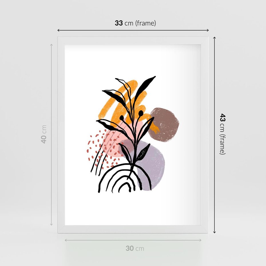 Plakat w ramie 30x40 - Migocące Bezgraniczności - abstrakcyjna sztuka, liść monstery - rama biała