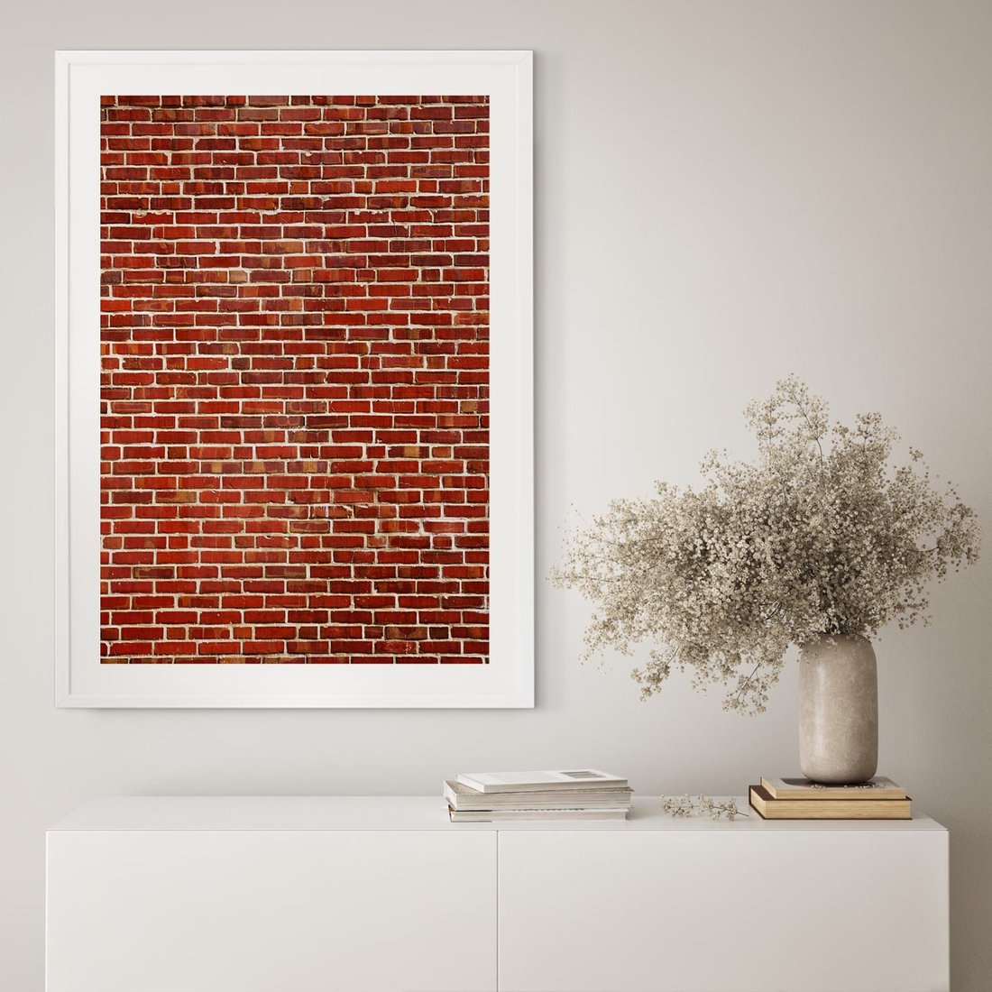 Plakat w ramie 50x70 - Mur z Cegieł - cegły, mur - rama biała