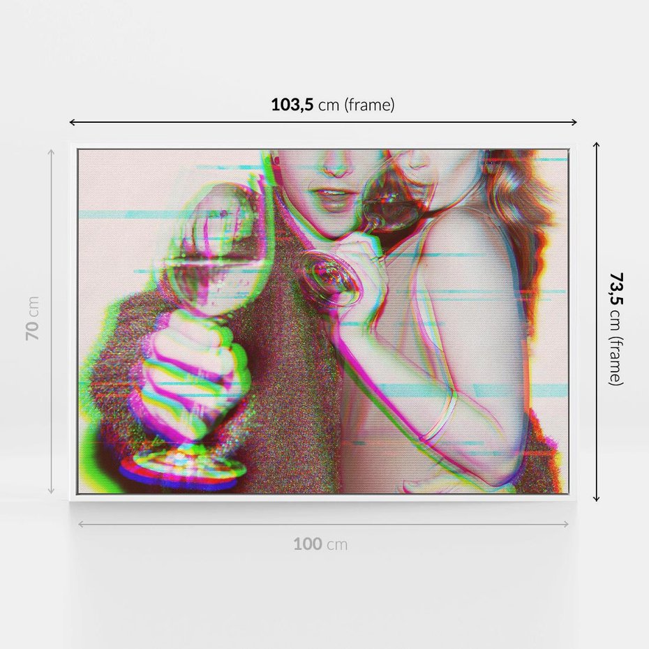 Obraz w ramie 100x70 - Zakochani na Kliszy - zdjecie, stara prześwietlona klisza - rama biała