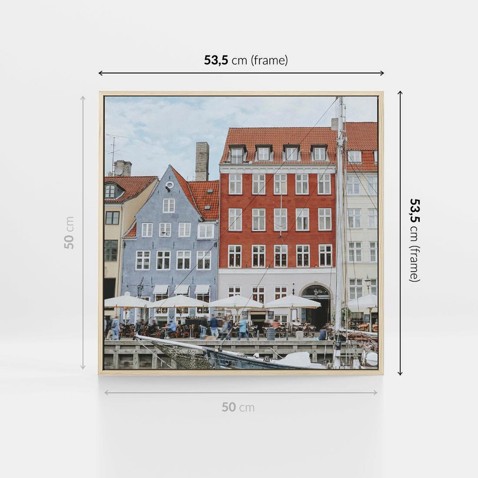 Obraz w ramie 50x50 - Miejska Dynamika - Dania, Kopehaga - rama drewno