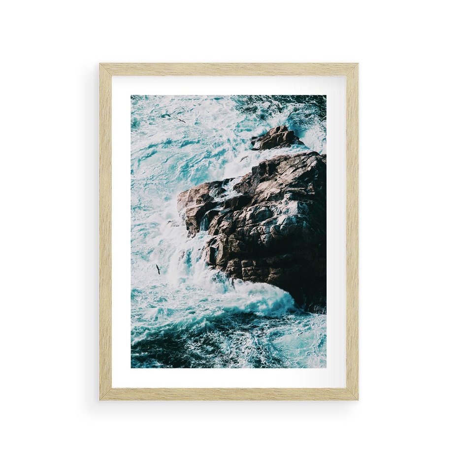 Plakat w ramie 30x40 - Siła Natury - morze, skały - rama drewno