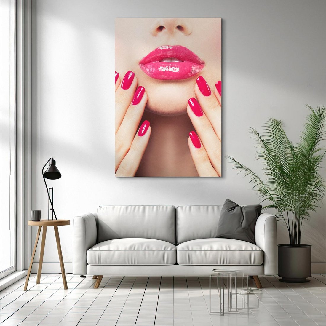 Obraz na płótnie 50x70 - Wyrażenie Piękna - paznokcie, usta