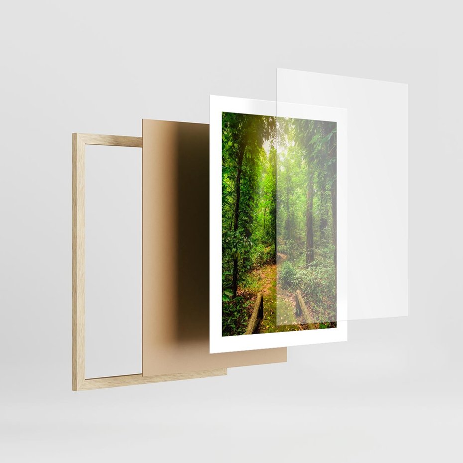 Plakat w ramie 30x40 - Współistnienie z naturą - drzewa, las - rama drewno