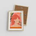 Plakat w ramie 30x40 - Kobieca Refleksja - nowoczesny plakat, styl retro - rama drewno