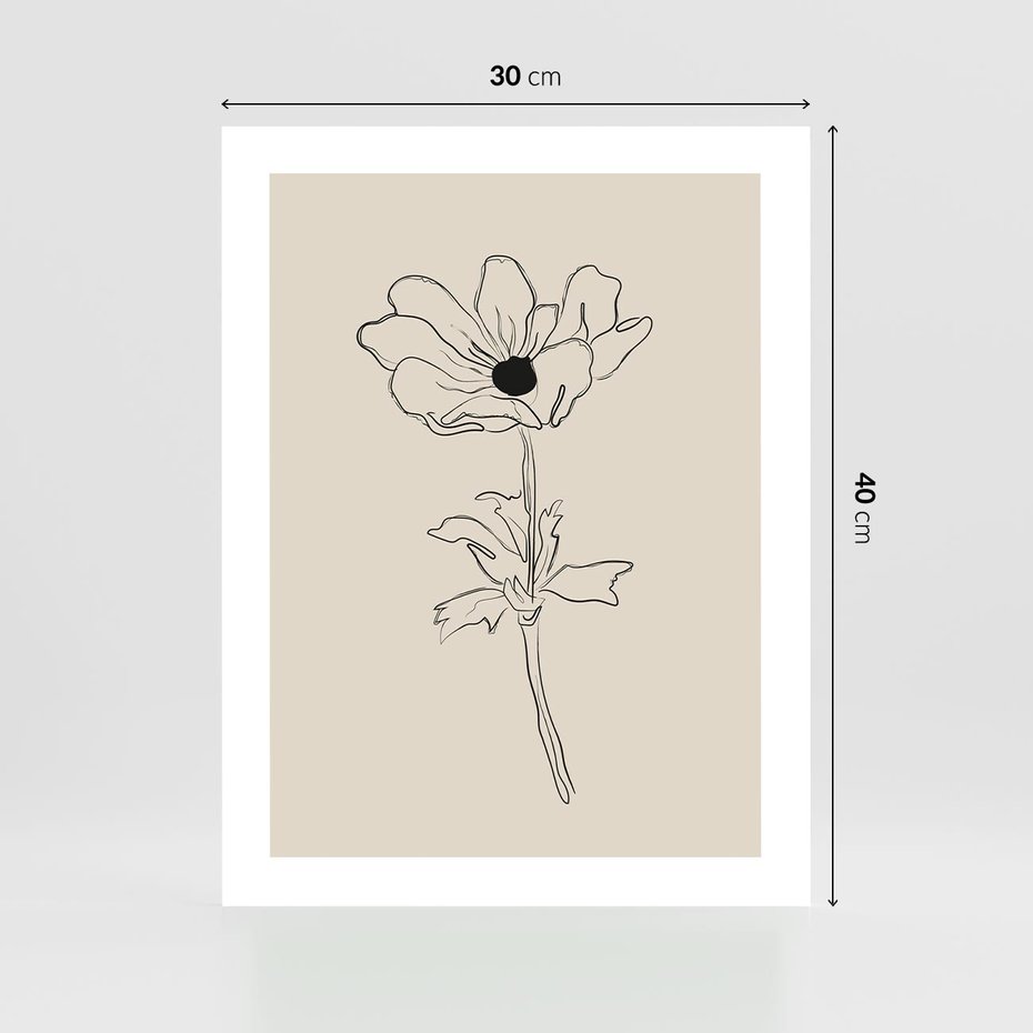 Plakat bez ramy 30x40 - Przenikający Dialog - szkic kwiatu, mnimalistyczny szkic