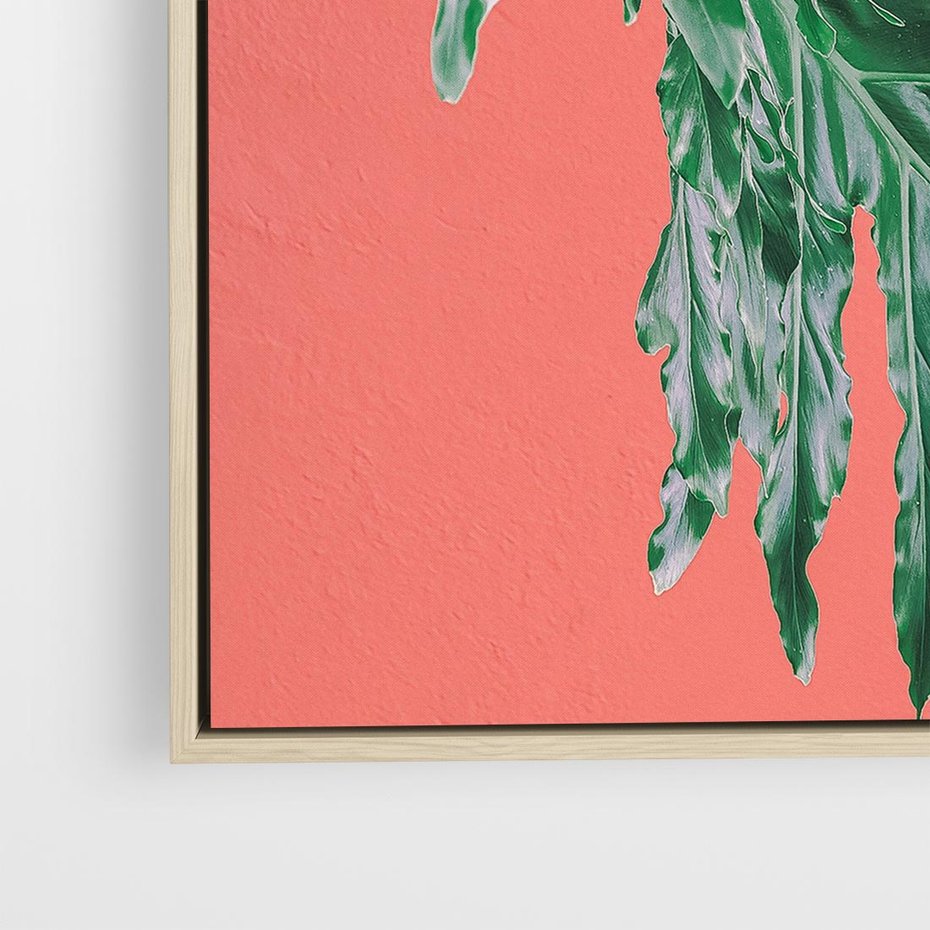 Obraz w ramie 50x50 - Energetyczna Eksplozja Natury - liście, kolor - rama drewno