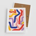 Plakat w ramie 50x70 - Abstrakcyjne Dialogi - abstrakcyjny kolorowy obraz, kolorowe linie - rama biała
