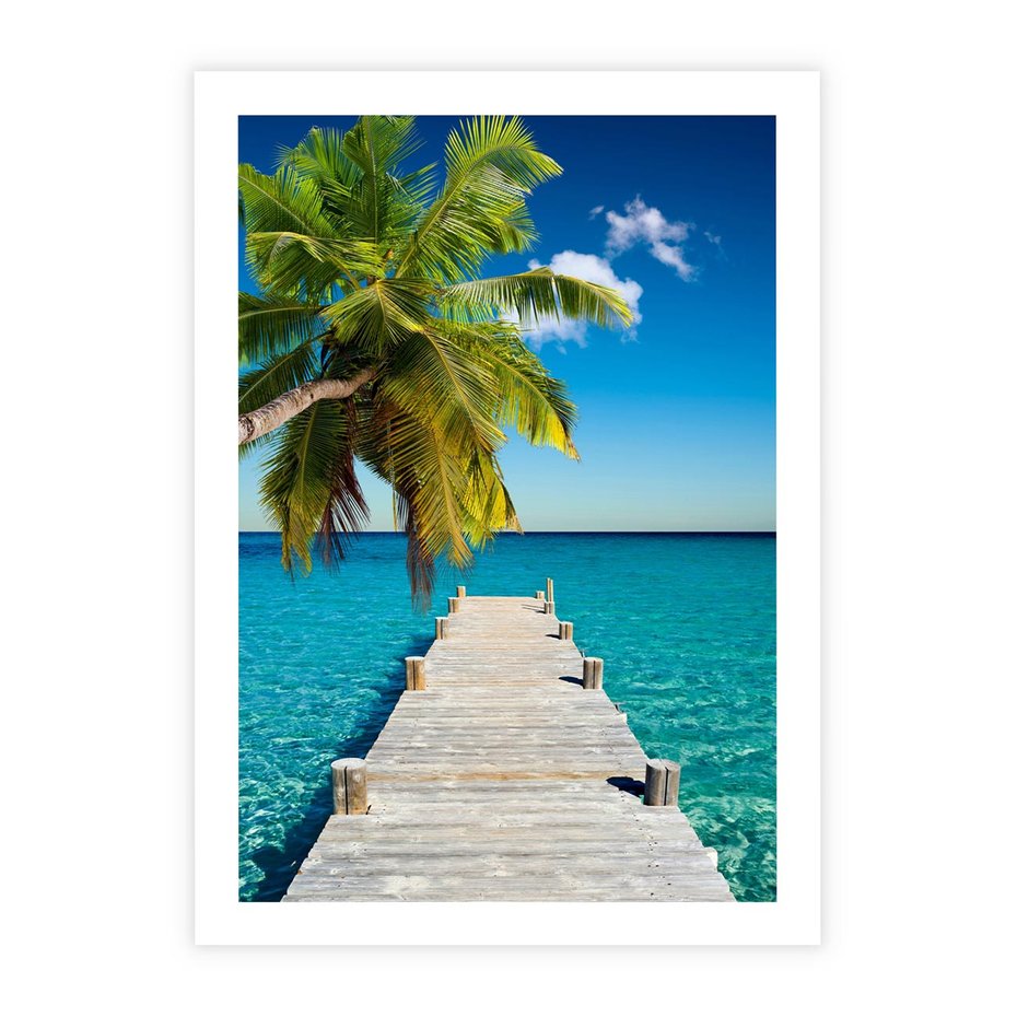 Plakat bez ramy 30x40 - Hawajskie Palmy - palma, morze