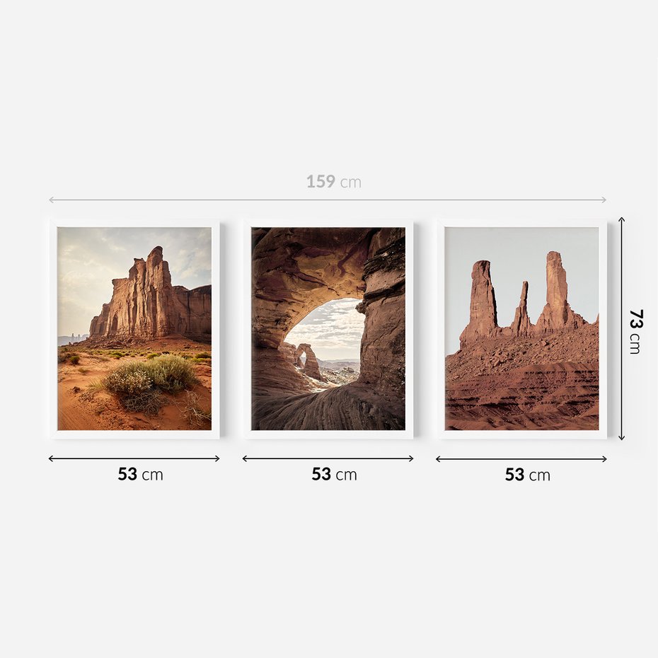 Zestaw obrazy w ramie 50x70 galeria - Kanion, widok, pustynia, USA - rama biała
