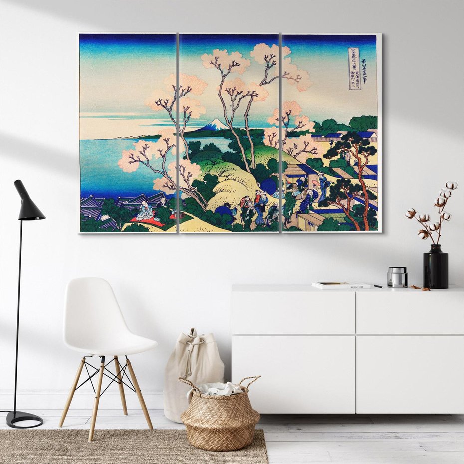 Obraz na płótnie 120x80 - "Goten-Yama Hill, Shinagawa on the Tokaido" Katsushika Hokusai - Reprodukcja - reprodukcja, obraz na płótnie