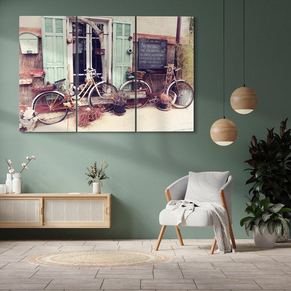 Obraz na płótnie 120x80 - Romantyczny rowerowy spacer po Prowansji - Prowansja, rower