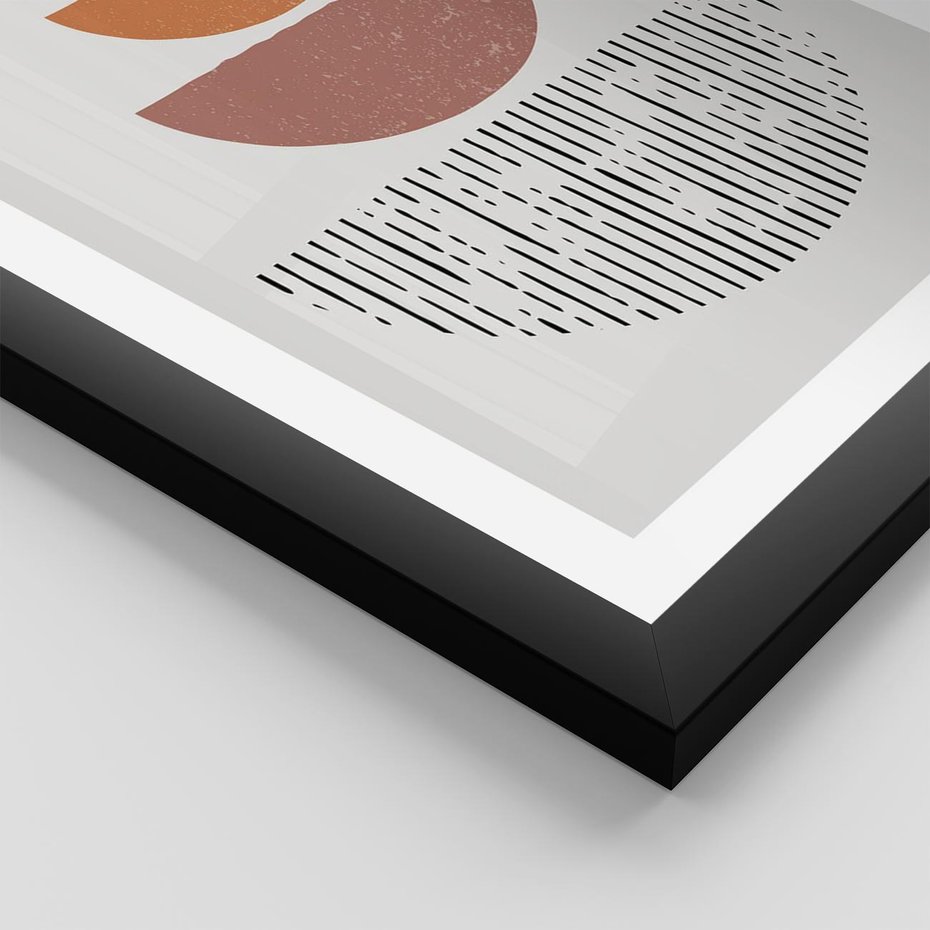 Plakat w ramie 30x40 - Półkola i Boho Akcent - geometria, półkola - rama czarna