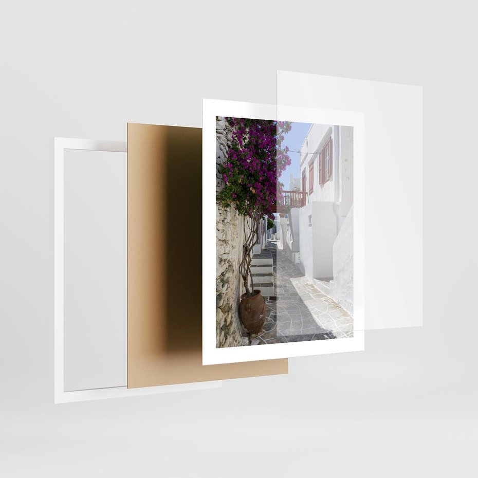 Plakat w ramie 40x50 - Perspektywiczna Uliczka: Miejski Labirynt - uliczka, perspektywa - rama biała