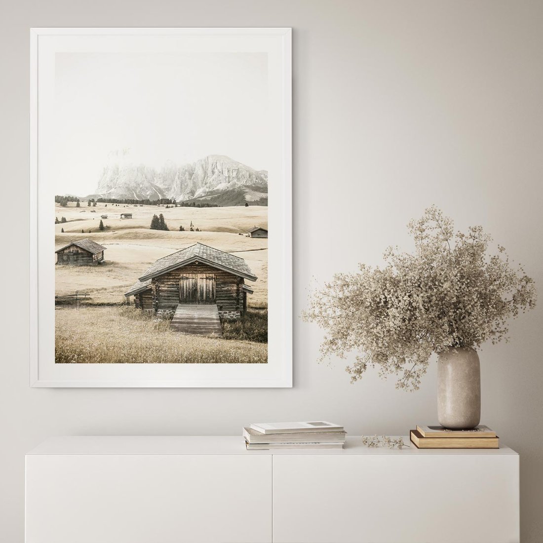 Plakat bez ramy 21x30 - Chatka w Górskiej Sepii - domek w górach, chatka