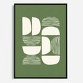 Obraz w ramie 50x70 - Migotliwe Formy - geometryczne boho kształty na brązowym, oliwkowym tle - rama czarna