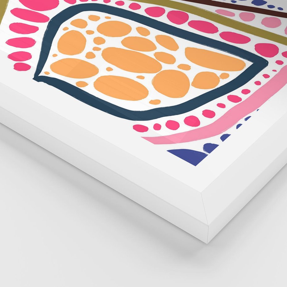 Plakat w ramie 50x70 - Migocące Tęczowe Widzenia - kolorowe wzory, tęczowe żywe kolory - rama biała