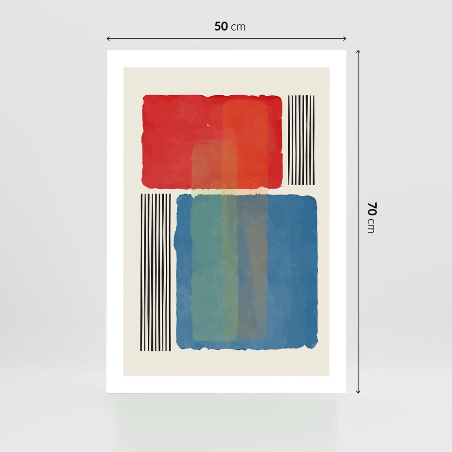 Plakat bez ramy 50x70 - Kolorowe Spektrum - kolorowa geometria, prostokąty w intensywnych kształtach i czarne kreski