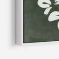 Obraz w ramie 80x120 - Rozkwitające Zielone Gałęzie - abstrakcyjne delikatne zielone linie, podobne do gałęzi kwiatów - rama biała