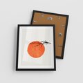 Plakat w ramie 40x50 - Słońce i Gałązka - pomarańczowe słońce, gałązka - rama czarna