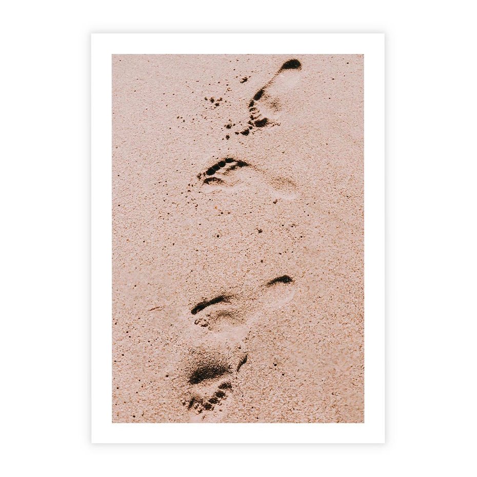 Plakat bez ramy 21x30 - Ślady na Piasku - piasek, plaża