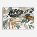 Obraz w ramie 120x80 - Współbrzmienie wewnętrznego ja - kompozycja z tropikalnych liści, stonowane kolory - rama biała
