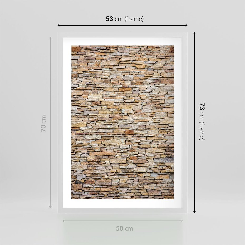Plakat w ramie 50x70 - Mur z cegieł - surowa elegancja - mur, cegły - rama biała