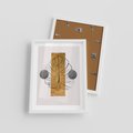 Plakat w ramie 30x40 - Minimalistyczna Monstera: Złoty Prostokąt - liść  monstery, minimalizm - rama biała
