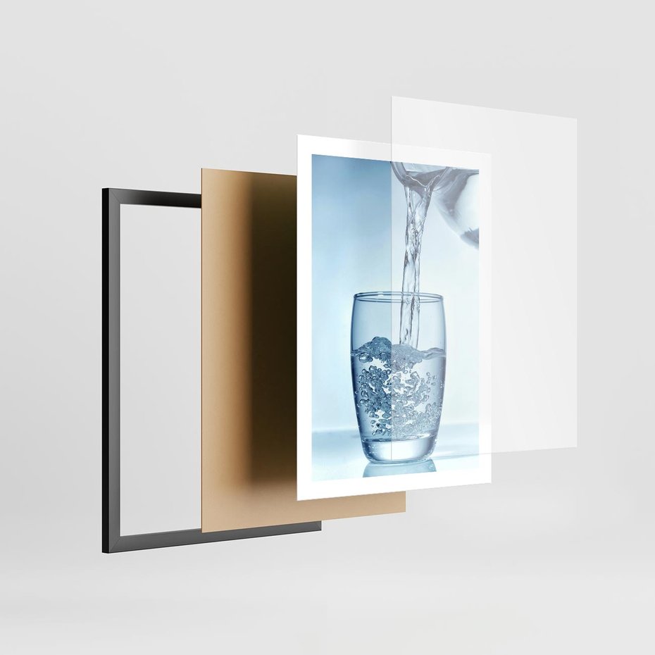 Plakat w ramie 50x70 - Chłodząca szklanka wody - szklanka, wody - rama czarna