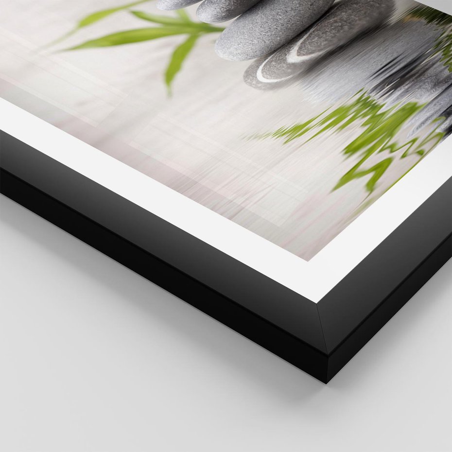 Plakat w ramie 40x50 - Spa kamienie: naturalne piękno - spa, kamienie - rama czarna