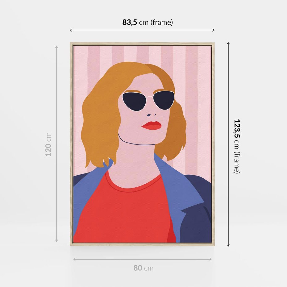 Obraz w ramie 80x120 - Kobieca Ekspresja - nowoczesny plakat, styl retro - rama drewno