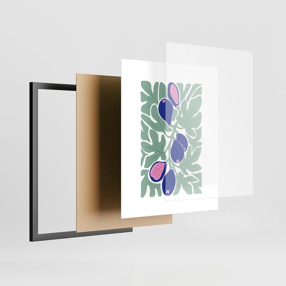 Plakat w ramie 40x50 - Figi Fioletu - figi, sztuka nowoczesna - rama czarna