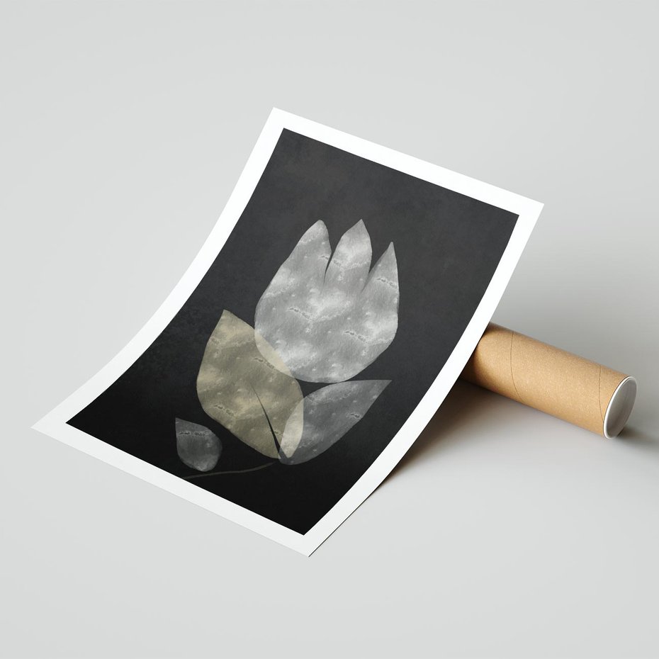 Plakat bez ramy 21x30 - Nocne Uniesienia - abstrakcyjny kwiat, mroczna atmosfera